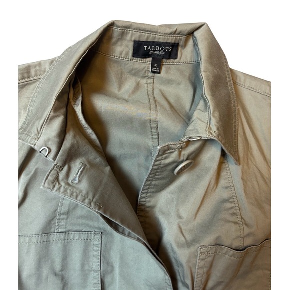 Talbots Jacket Womens 10 Olive Green Field Jacket Lightweight Utility - Picture 2 of 8